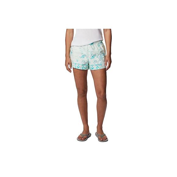 NWT Columbia Women's Sandy River II Printed Short, Bright Aqua/Distant Peaks-L - Picture 1 of 3